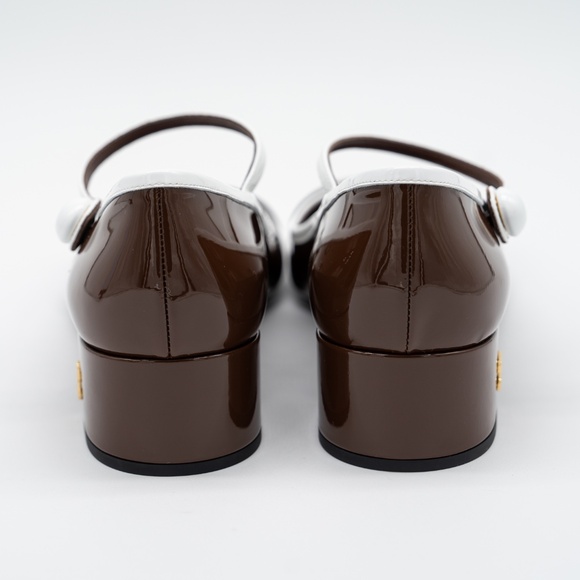size 39.5eu 9.5 US Miu Miu Two-Tone Patent Leather Mary Jane Pumps Brown - Picture 5 of 12
